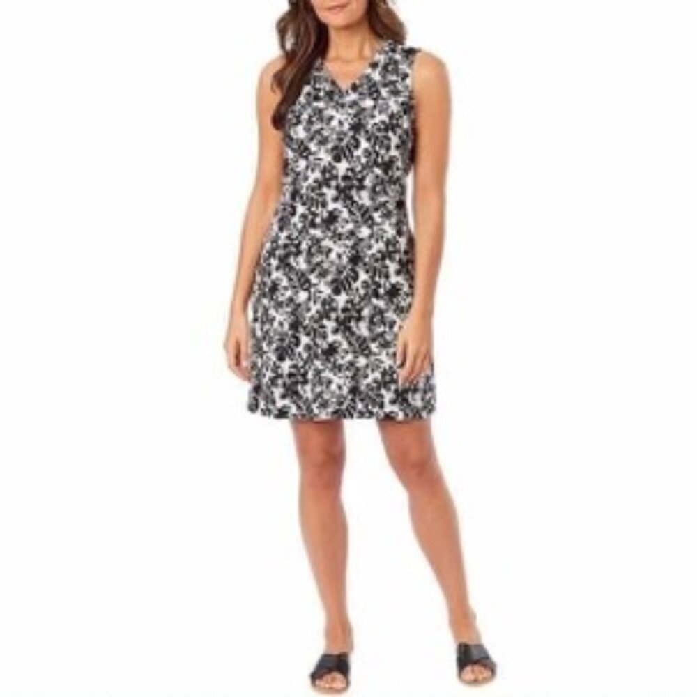 Briggs Ladies Women Ruffle V-Neck Linen Blend Dress